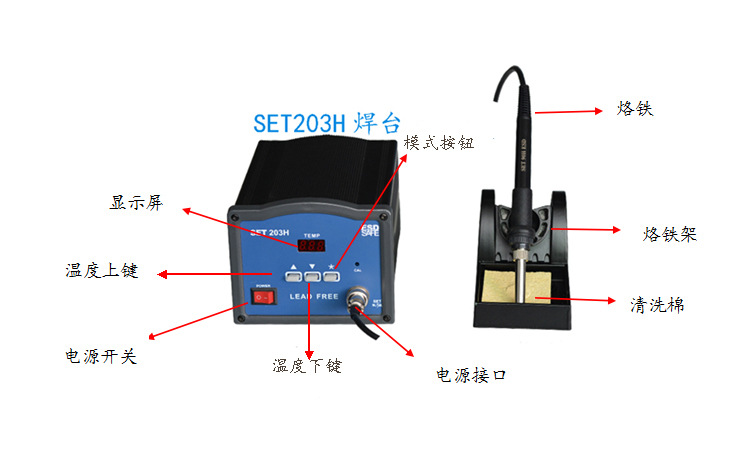 SET203H大功率高溫?zé)o鉛焊臺功能介紹